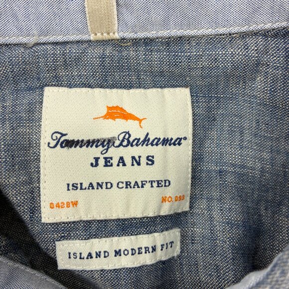 MENS TOMMY BAHAMA TWO TONE CASUAL BUTTON DOWN - Picture 4 of 5